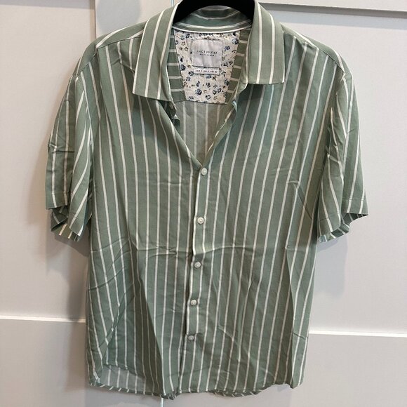 Denim & Flower Green & White Striped Button-Down Shirt – Size S - Picture 1 of 2